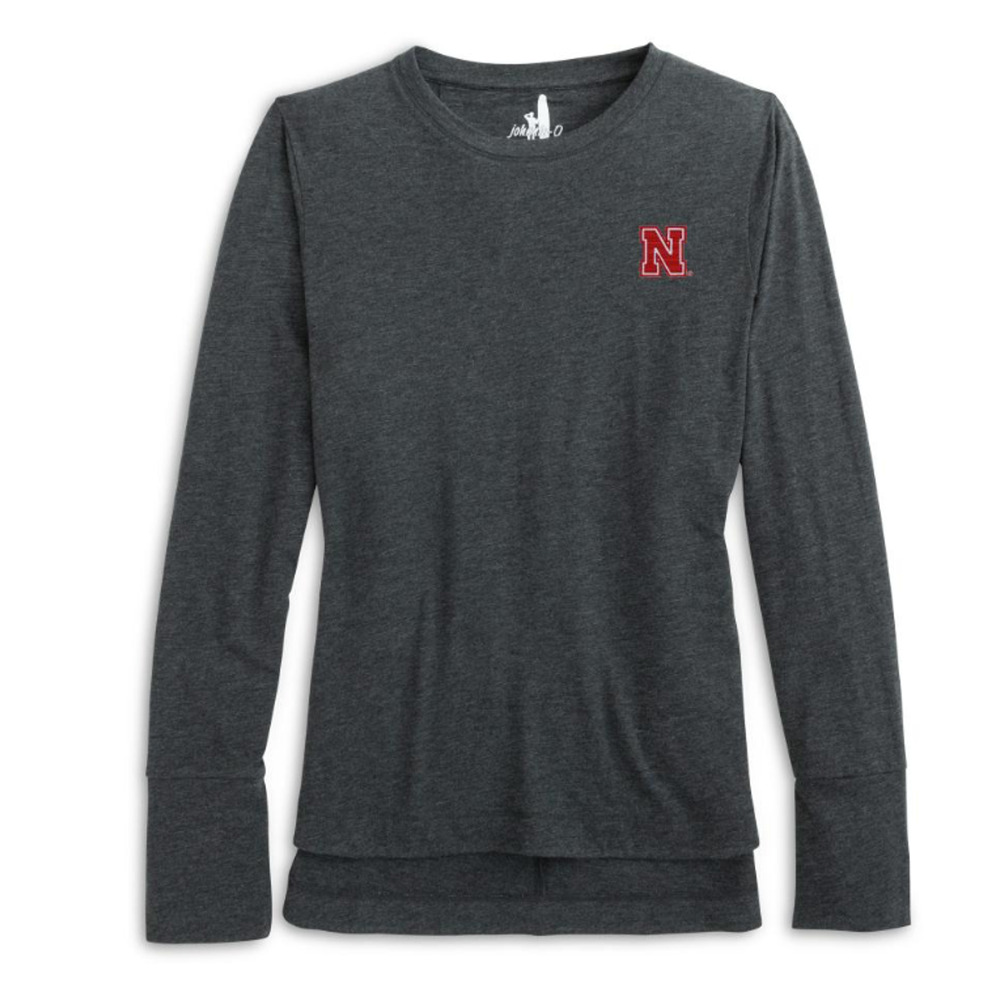 Johnnie-O Nebraska Huskers Charcoal Gray Valerie Long Sleeve Top Women’s Medium